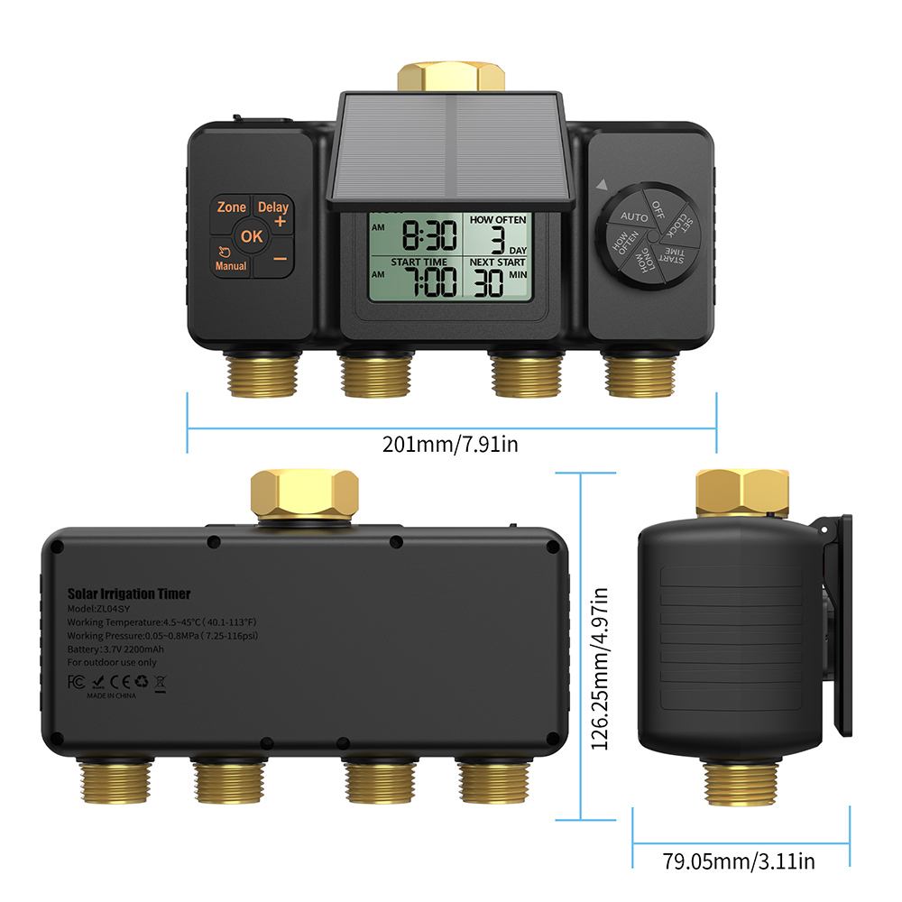 Power Zone Outdoor Timer - 4-Zone Solar Powered Irrigation Timer Outdoor