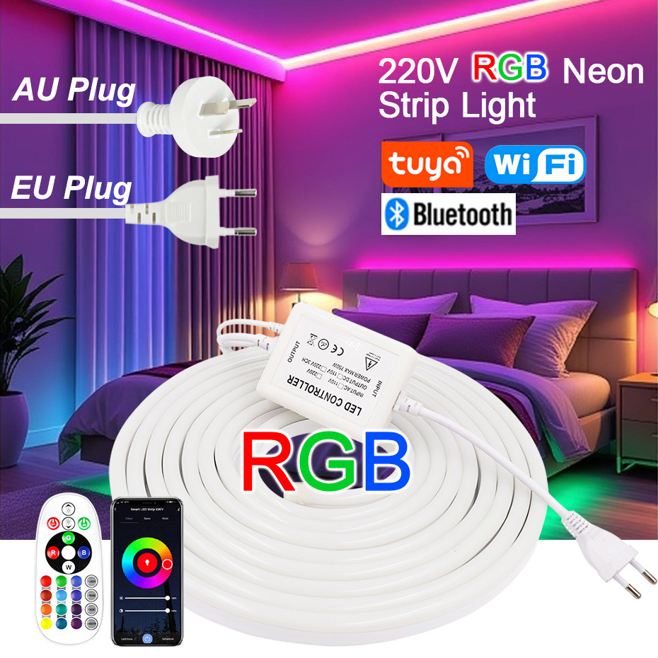 Outdoor Power Strip Weatherproof - 220V RGB LED Neon Strip with