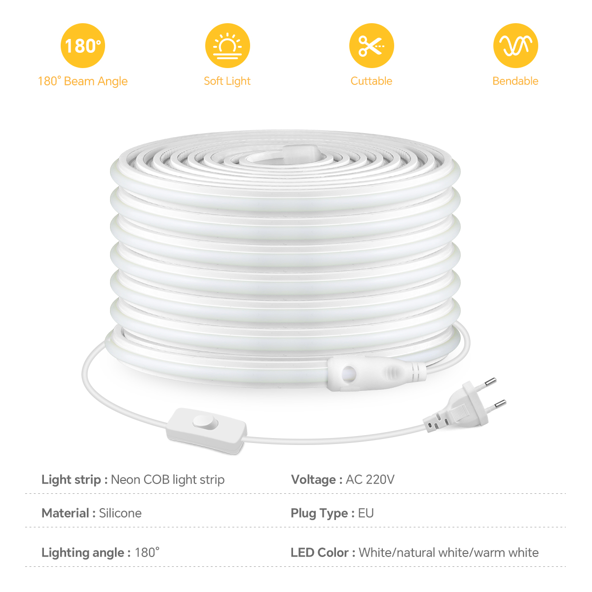 220V COB Led Strip High Densit - Outdoor Power Strip Weatherproof ulasan dan harga