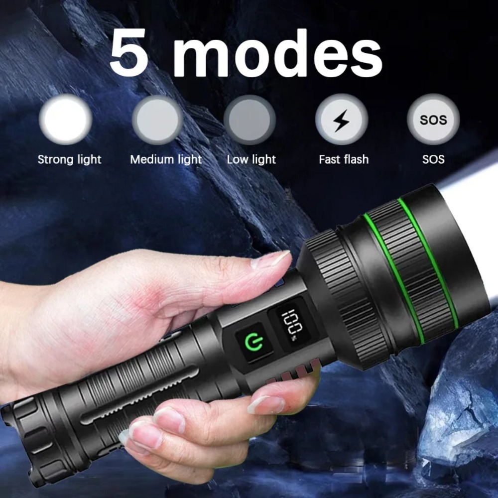 Powerful LED Flashlight Zoomab - Outdoor Power Bank ulasan dan harga